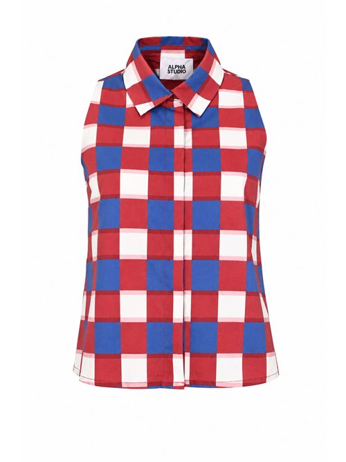 Camicia in heavy popeline con motivo check Alpha Studio | AD-6652L9000